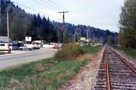 Burlington Northern Railroad railroad track at Cedar Grove, Washington in 1981.