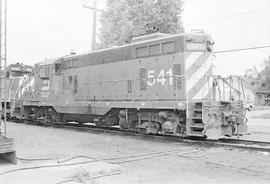 Burlington Northern diesel locomotive 1541 at Auburn, Washington in 1975.