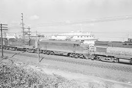 Burlington Northern diesel locomotive 724 at McCarver Street Tacoma, Washington in 1971.