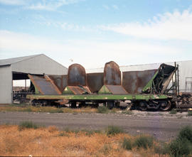 Burlington Northern covered hopper car 459183 at Yakima, Washington in 1980.