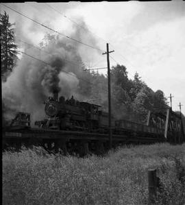 Pacific Coast Railroad freight train at Elliott, Washington in 1950.