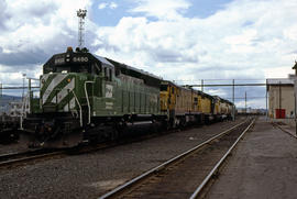 Burlington Northern Railroad Company diesel locomotive 6480 at Portland, Oregon in 1978.