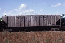 Northern Pacific hopper car number 76999 at Amarillo, Texas, in 1980.