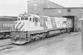 Burlington Northern diesel locomotive 1776 at Auburn, Washington in 1975.