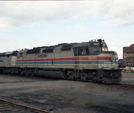 Amtrak diesel locomotive 532 at Tacoma, Washington in May 1974.