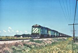 Burlington Northern Diesel Locomotives Number 5088 and 2 Unidentified Diesel Locomotives in 1981