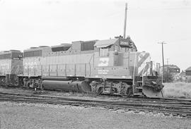 Burlington Northern diesel locomotive 2080 at Hoquiam, Washington in 1972.