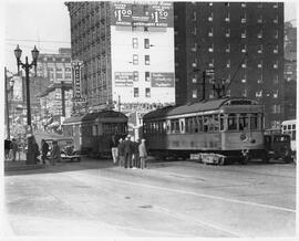 Seattle & Rainier Valley Railway Car 106 with Car 107 in Seattle, Washington, 1935