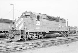 Burlington Northern diesel locomotive 2514 at Seattle, Washington in 1973.