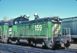 Burlington Northern Diesel Locomotive Number 159 at Minneapolis, Minnesota In 1981