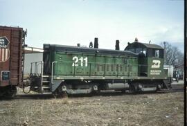 Burlington Northern Diesel Locomotive Number 211 at Minneapolis, Minnesota In 1979