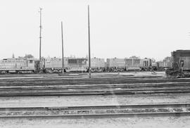 Southern Pacific Railroad diesel locomotive number 9800 at Roseville, California in 1973.