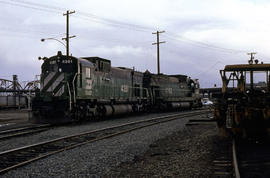 Burlington Northern Railroad Company diesel locomotive 4361 at Portland, Oregon in 1978.