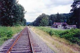 Burlington Northern Railroad railroad track at Indian, Washington, in 1981.