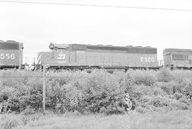 Burlington Northern diesel locomotive 6560 at Ravenna, Nebraska in 1972.