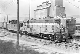 Burlington Northern diesel locomotive 1506 at Bonners Ferry, Idaho in 1971.