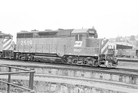 Burlington Northern diesel locomotive 2519 at Seattle, Washington in 1976.