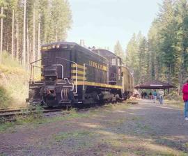 Lewis & Clark Railway Diesel Locomotive Number 81 at Moulton Falls, Washington in October, 1988.