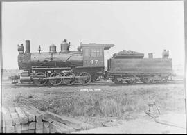 Northern Pacific steam locomotive 47 at Brainerd, Minnesota, in 1916.