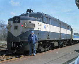 Long Island Rail Road diesel locomotive 616 at Speonk, New York in June 1988.