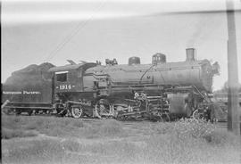 Northern Pacific steam locomotive 1914 at Forsyth, Montana, circa 1935.