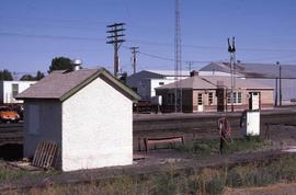 Burlington Northern buildings at Connell, Washington, in 1986.