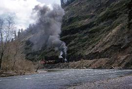 Klickitat Log and Lumber Company steam locomotive 7 at Klickitat, Washington in 1964.