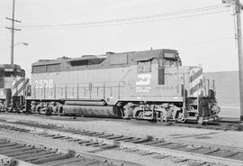 Burlington Northern diesel locomotive 2508 at Portland, Oregon in 1974.