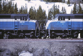 Burlington Northern Diesel Locomotives 6612, 6607 at Summit, Montana, 1971