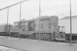 Burlington Northern diesel locomotive 1538 at Parkwater, Washington in 1976.