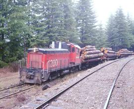 Simpson Timber Company Diesel Locomotive Number 1200 at Camp Grisdale, Washington in 1990.