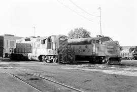 Western Pacific Railroad diesel locomotive 732 at Sacramento, California on August 3, 1973.