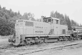 Chehalis Western Diesel Locomotive Number 684 at Pe Ell, Washington in July 1975.