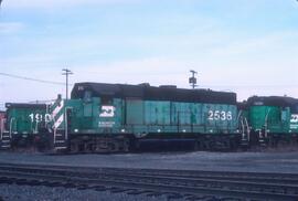 Burlington Northern 2536 at Spokane, Washington in 1986.