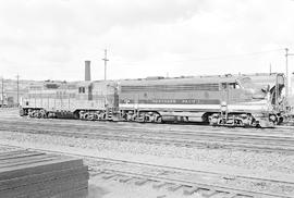 Burlington Northern diesel locomotive 734 at Tacoma, Washington in 1971.