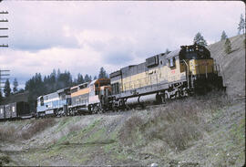 Diesel Locomotives Great Northern 3031 and 2531 with Spokane, Portland & Seattle 341 at Marsh...