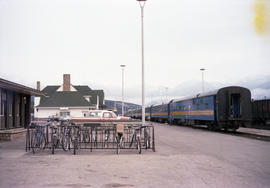 VIA Rail Canada passenger train at Jasper, Alberta on September 14, 1986.