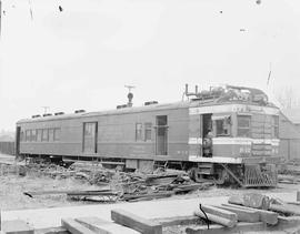 Northern Pacific gas-electric motor car number B-12 at South Tacoma, Washington, in 1956.