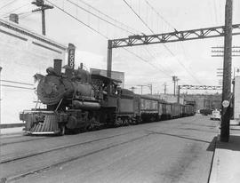 Pacific Coast Railroad freight train at Renton, Washington in 1943.