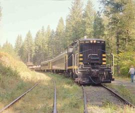 Lewis & Clark Railway Diesel Locomotive Number 81 at Moulton Falls, Washington in October, 1988.