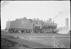 Northern Pacific steam locomotive 2402 at Dilworth, Minnesota, in 1934.