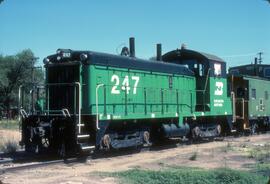 Burlington Northern diesel locomotive Number 247 at Sterling, Colorado in 1981