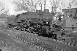 Northern Pacific steam locomotive 2230 at Forsyth, Montana, on Febuary 16, 1933.