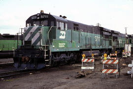 Burlington Northern Railroad Company diesel locomotive 5711 at Portland, Oregon in 1978.