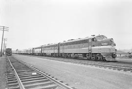 Burlington Northern diesel locomotive 9784 at East Auburn, Washington in 1971.