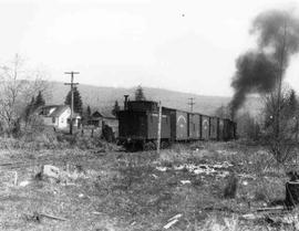 Pacific Coast Railroad freight train  at Hobart, Washington in 1944.