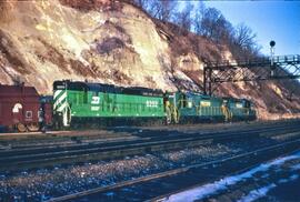 Burlington Northern Diesel Locomotive Number 6252 and Two Precision Lease Engines at Dayton's Blu...