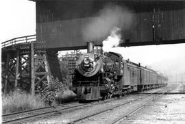 Northern Pacific steam locomotive 2184 at Allentown, Washington, circa 1940.