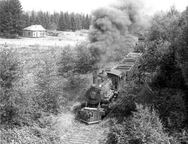 Pacific Coast Railroad freight train at Lake Wilderness, Washington, circa 1942.