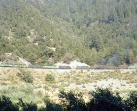 Western Pacific Railroad diesel locomotive 3504 in Feather River Canyon, California on August 19,...